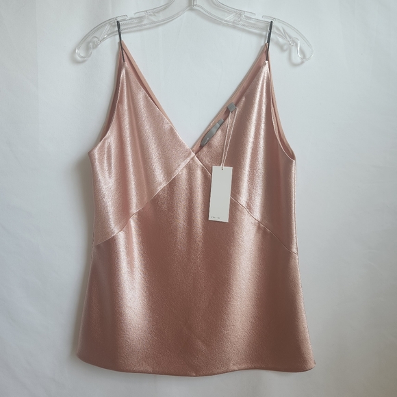 Vince Textured Satin Bias Sleeveless Cami Top, Blush Pink - Picture 3 of 3